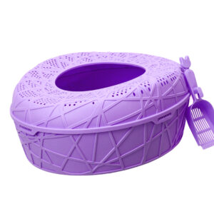 XL Portable Cat Toilet Litter Box Tray House with Scoop Purple