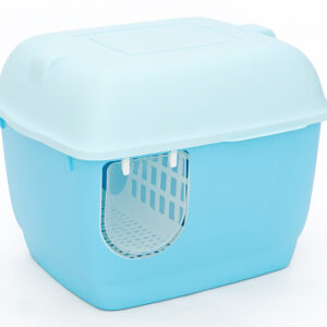 XL Portable Hooded Cat Toilet Litter Box Tray House with Handle and Scoop Blue