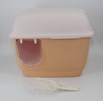 XL Portable Hooded Cat Toilet Litter Box Tray House with Handle and Scoop Orange