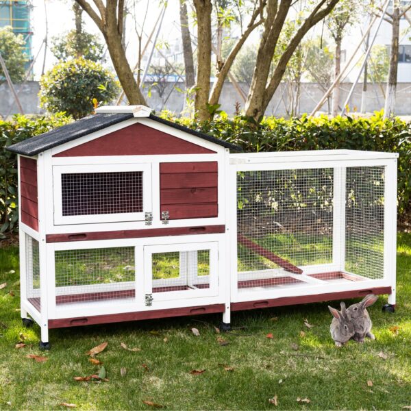 Double Storey Large Rabbit Hutch Guinea Pig Cage   Ferret Cage With Pull Out Tray On Wheels