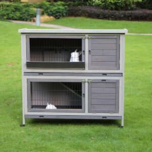 110cm XL Double Storey Rabbit Hutch Guinea Pig Cage   Ferret Cat cage W Wheel & Pull Out Tray