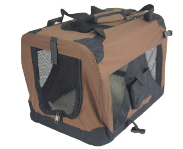 Medium Portable Foldable Dog Cat Puppy Soft Crate-Brown