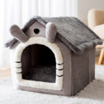 Medium Dog House Bed Portable Cat Bed Removable Cushion Cat Cave  Foldable  Pets Puppy Kitten Rabbit