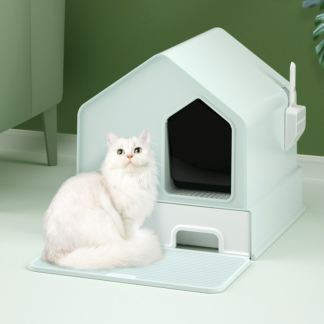 Enclosed Cat Litter Box House – Green