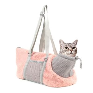 LIFEBEA Small Cat Carrier Pet bag: Comfy Shoulder Bag with Adjustable Strap for Small Dogs  Puppies  Kittens Up to 3kg /6.6 lbs - Pink