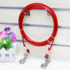 Dog Tie Out Cable Leash Lead Tangle Free Outdoor Yard Walking Runing-Red