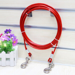 Dog Tie Out Cable Leash Lead Tangle Free Outdoor Yard Walking Runing-Red