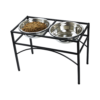 Raised Pet Feeder Dual Bowl 2.4L Stainless Steel Non Slip Base Black Iron Stand