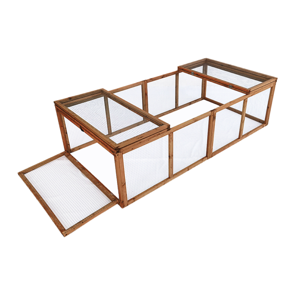 Chicken Coop Run Extension for Rabbits Chickens Guinea Pigs Rot Resistant Fir Wood 1800x480x900mm