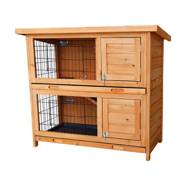Large Rabbit Hutch 2 Storey Chicken Coop Guinea Pig Pet Cage House Fir Timber
