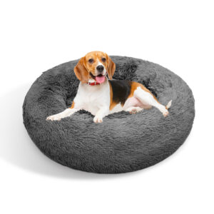 Pawfriends Dog Pet Cat Calming Bed Warm Plush Round  Nest Comfy Sleeping Bed Dark Grey 90cm dog bed calming dog bed memory foam dog bed waterproof dog bed puppy bed