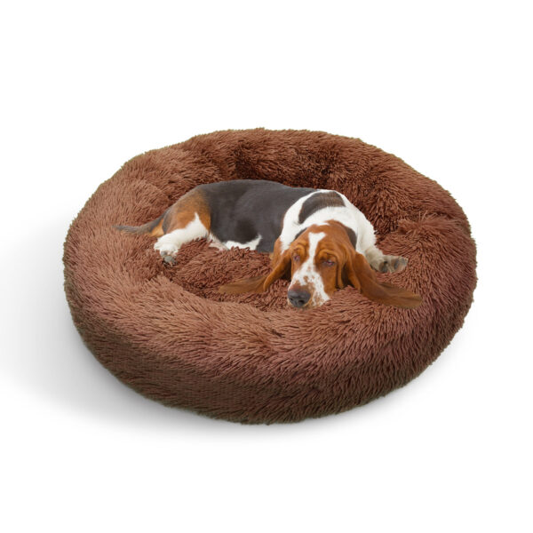 Pawfriends Pet Dog Bed Bedding Warm Plush Round Soft Dog Nest Light Coffee  XL 100cm dog bed calming dog bed memory foam dog bed waterproof dog bed puppy bed