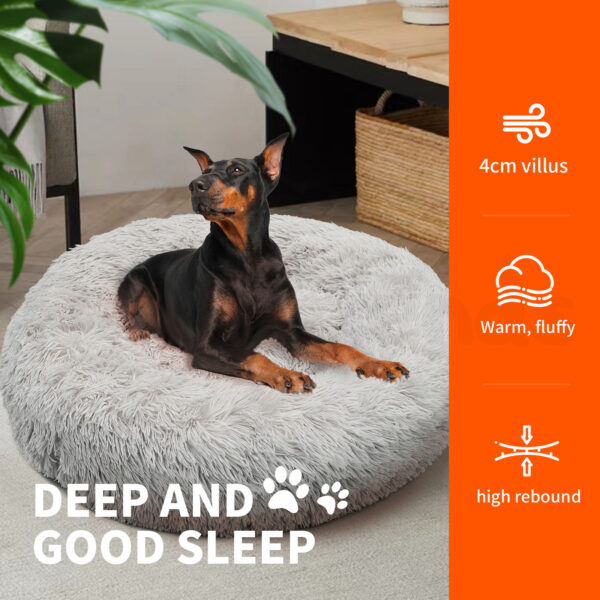 Pawfriends Pet Dog Bed Bedding Warm Plush Round Comfortable Dog Nest Light Grey Large 90cm Large dog bed calming dog bed memory foam dog bed waterproof dog bed puppy bed