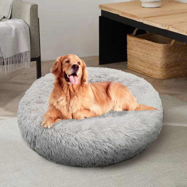 Pawfriends Pet Dog Bed Bedding Warm Plush Round Comfort Dog Nest Light Grey kennel XL 100cm dog bed calming dog bed memory foam dog bed waterproof dog bed puppy bed