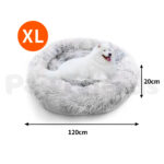 Pawfriends Dog Cat Pet Calming Bed Washable ZIPPER Cover Warm Soft Plush Round Sleeping 120cm