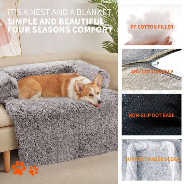 Pawfriends Pet Sofa Bed Dog Calming Sofa Cover Protector Cushion Plush Mat M dog bed calming dog bed memory foam dog bed waterproof dog bed puppy bed