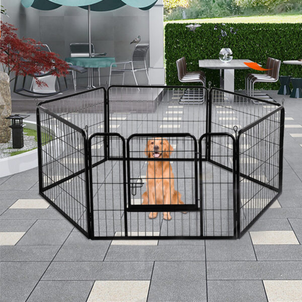 Pawfriends Heavy Duty Comfortable Pet Dog Game Fence Foldable 6 Panel Metal Dog Fence Black dog pen dog playpen puppy pen puppy playpen outdoor dog kennel