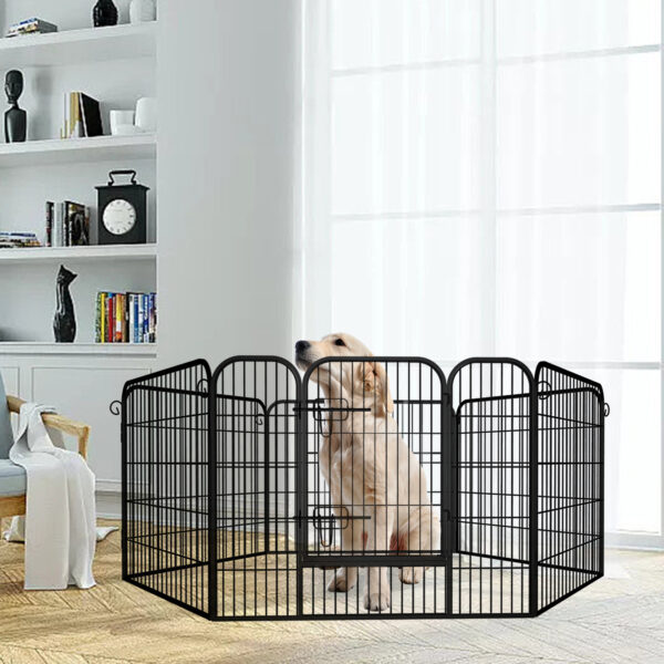 Pawfriends Heavy Duty Comfortable Pet Dog Game Fence Foldable 6 Panel Metal Dog Fence Black dog pen dog playpen puppy pen puppy playpen outdoor dog kennel