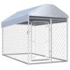 Outdoor Dog Kennel with Roof Heavy-Duty Galvanized Steel Chain-Link Mesh