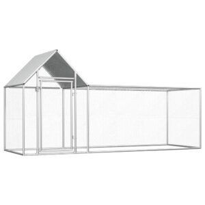 Spacious Galvanized Steel Chicken Coop Water-Resistant Roof Poultry Hen House