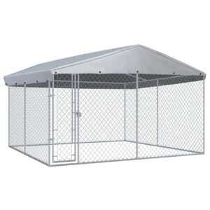 Outdoor Dog Kennel with Roof 382x382x225 cm