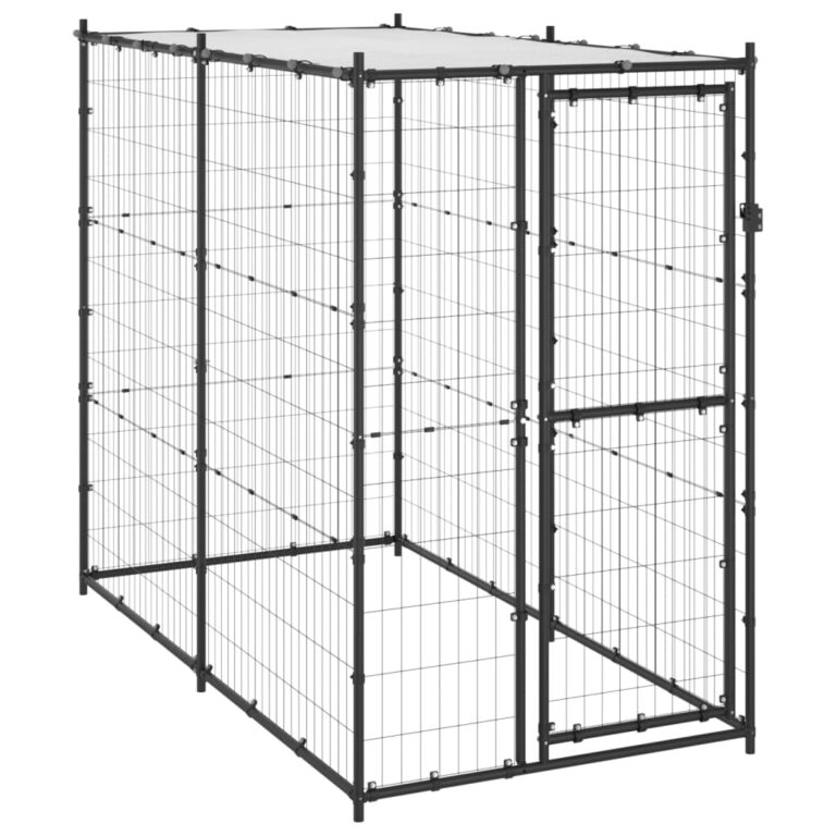 Outdoor Heavy Duty Dog Kennel Playpen with Canopy Roof Lockable Mesh Pet Cage