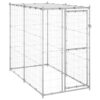 Outdoor Heavy Duty Dog Kennel with Roof Canopy Secure Lock Mesh Walls Pet Cage