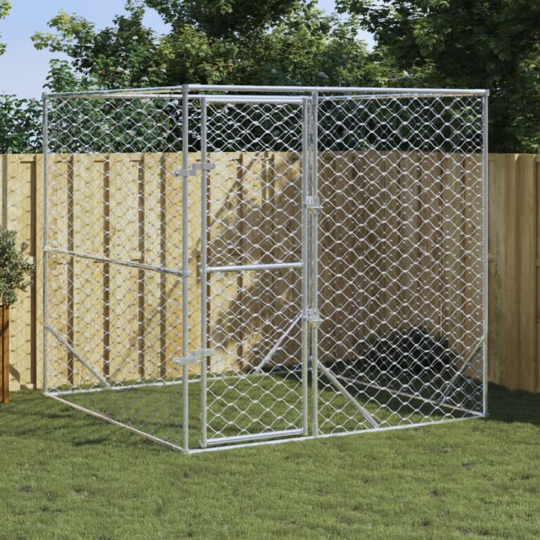 Spacious Galvanised Steel Outdoor Dog Kennel Secure Lockable Mesh Door Pet Cage