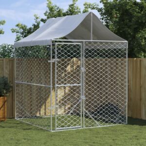 Spacious Outdoor Dog Kennel Secure Pet Enclosure with Weatherproof Roof