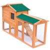 Spacious Wooden Rabbit Hutch Pet Cage with Weatherproof Green Roof and Easy Clean Tray