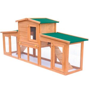 Spacious Wooden Rabbit Hutch Pet Cage Dual-Level with Weatherproof Roof