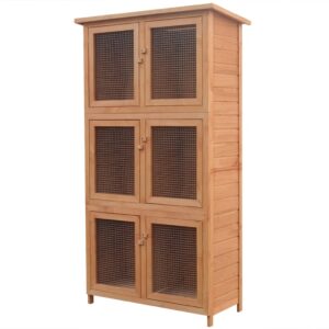Deluxe Wooden Rabbit Cage Outdoor Pet House Weather Resistant with Mesh Doors