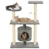 Luxury Grey Cat Tree Playhouse Sisal Scratching Posts Perch Hideaway Toy Rest