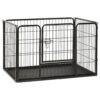 Versatile Puppy Playpen Indoor Outdoor Pet Exercise Safety Gate with Tray Black