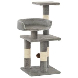 Deluxe Grey Cat Tree Multi-Level Scratching Post Climbing Tower Plush Condo