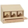 Chicken Coop Nesting Box Solid Pine Wood 3-Compartment Egg Laying Hen House