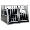 Aluminium MDF Dog Cage Lightweight Double Door Pet Car Travel Safe House Silver
