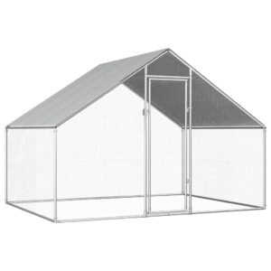 Spacious Outdoor Chicken Coop Hen Duck Aviary Enclosure Galvanized Steel Cage