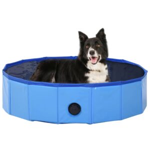 Foldable Pet Swimming Pool Durable PVC Dog Bath Tub Indoor Outdoor Cooling Blue