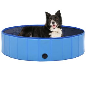 Foldable Pet Swimming Pool Durable PVC Outdoor Indoor Dog Bath Tub Anti-Slip Blue