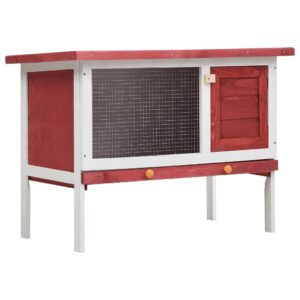Spacious Red Wooden Outdoor Rabbit Hutch Cozy Pet Cage with Weatherproof Roof