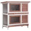Spacious Two-Tier Wooden Rabbit Hutch with Waterproof Roof and Mesh Doors