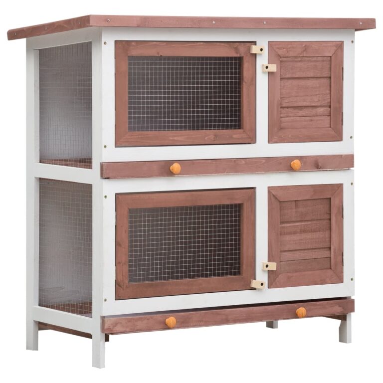 Spacious Two-Tier Wooden Rabbit Hutch with Waterproof Roof and Mesh Doors