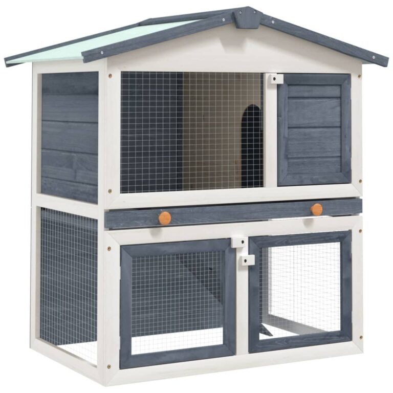 Spacious Two-Tier Wooden Rabbit Hutch with Ramp and Waterproof Roof