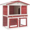 Outdoor Rabbit Hutch 3 Doors Red Wood