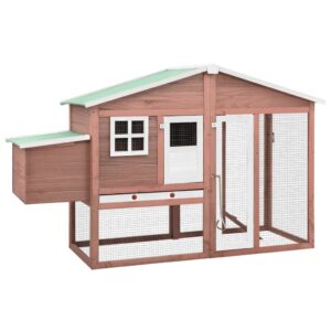 Solid Fir Wood Chicken Coop Hen House with Nest Box Large Run Water-Resistant