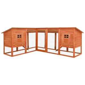 Outdoor Rabbit Hutch with Run Brown Solid Fir Wood