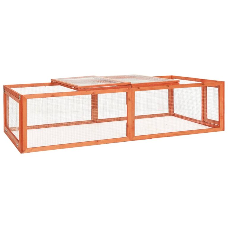 Spacious Outdoor Wooden Rabbit Hutch Pet Cage with Steel Wire Run and Sunlight Access