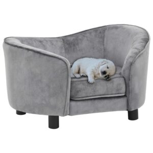 Luxurious Plush Grey Pet Sofa Bed for Small Dogs Cats Comfortable Washable