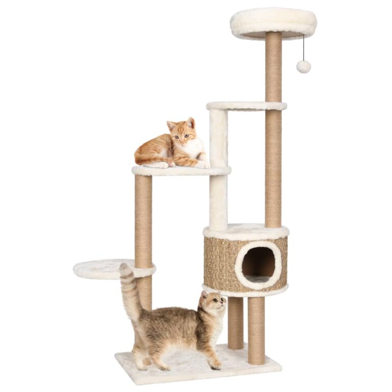 Luxury Cushioned Cat Tree Condo Scratching Post Seagrass Perch Climbing Tower